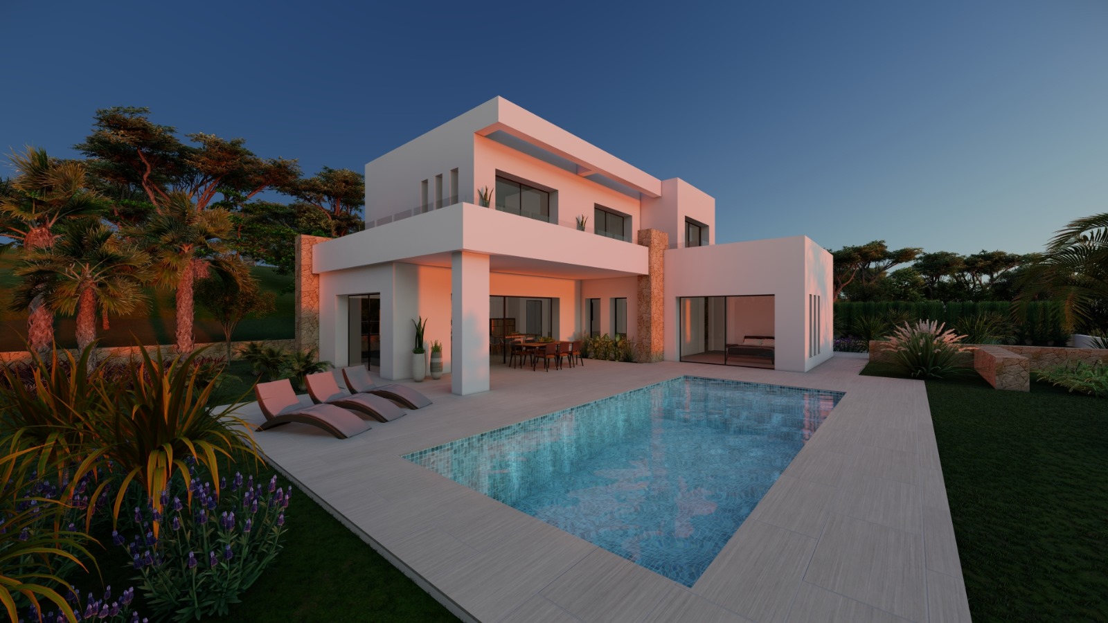 Beautiful 4-bedroom villa under construction in a quiet setting in Calpe